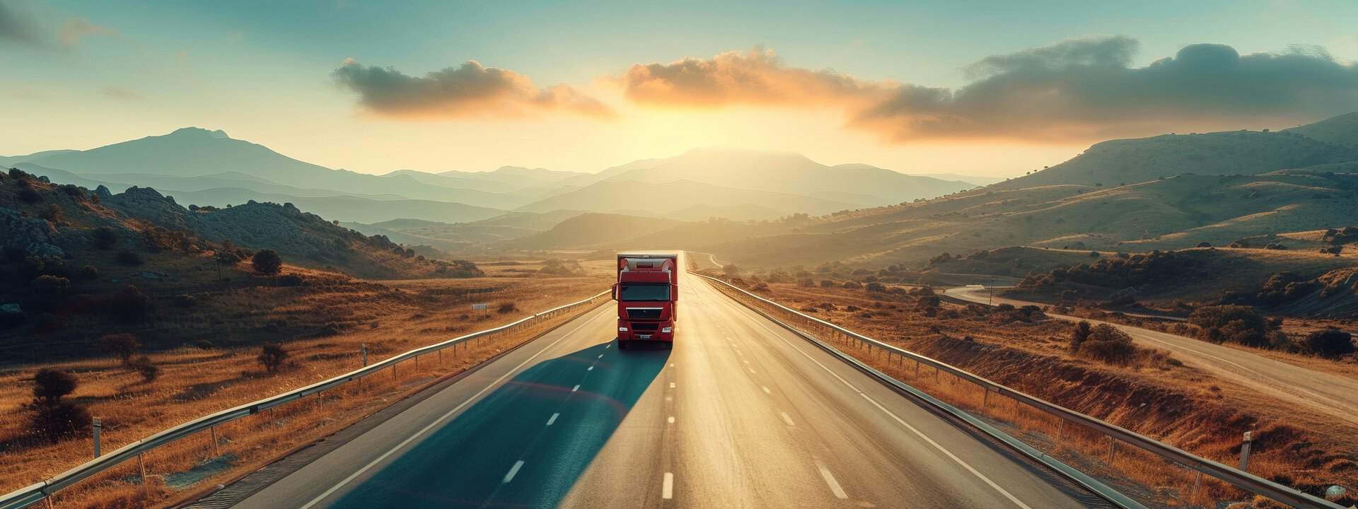 Die 4. Welle kommt: Weiterbildung Lkw und Bus Lkw fährt auf Straße im Abendlicht