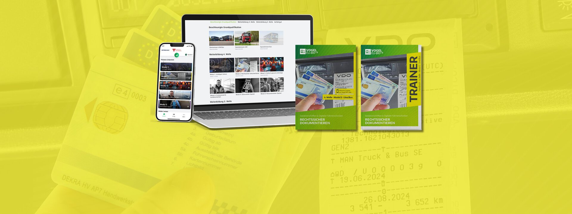 4. Welle Modul 2 - Rechtssicher dokumentieren 4. Welle Modul 2 "Rechtssicher dokumentieren" - Abbildung des Teilnehmerhefts, des Trainerhefts, der App sowie des Trainings am Desktop