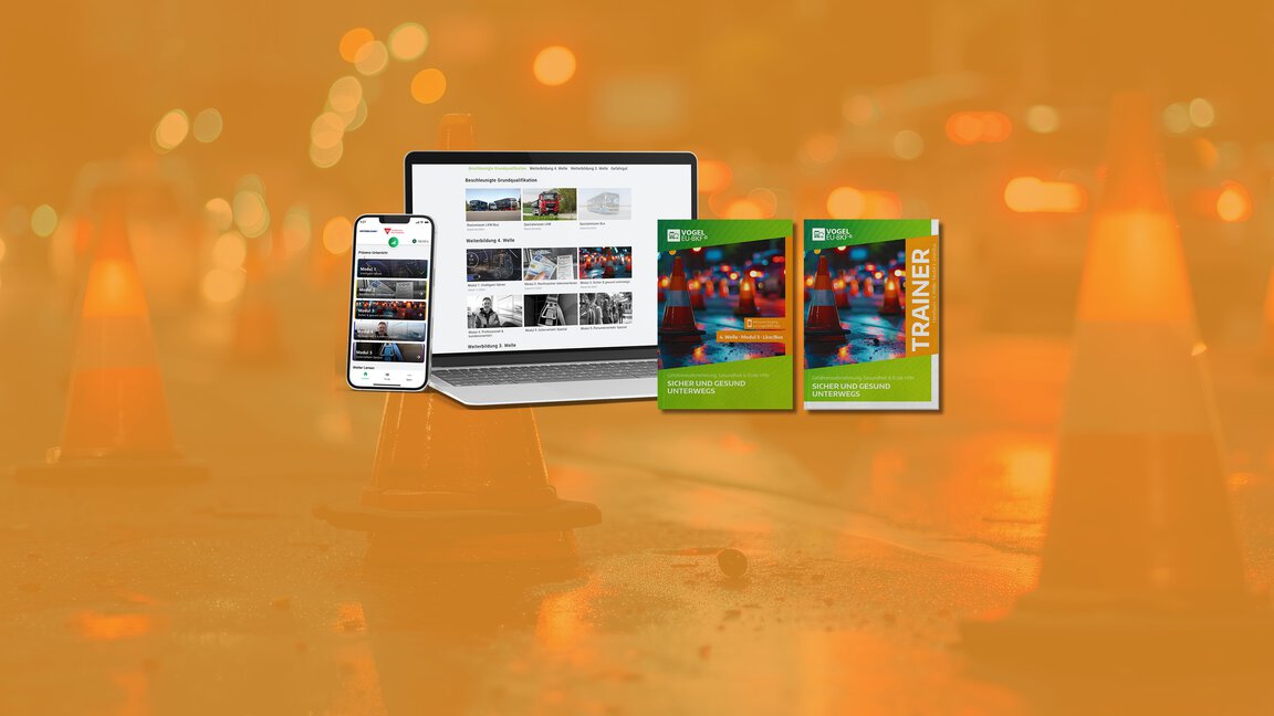 4. Welle Modul 3 - Sicher und gesund unterwegs 4. Welle Modul 3 "Sicher und gesund unterwegs" - Abbildung des Teilnehmerhefts, des Trainerhefts, der App sowie des Trainings am Desktop