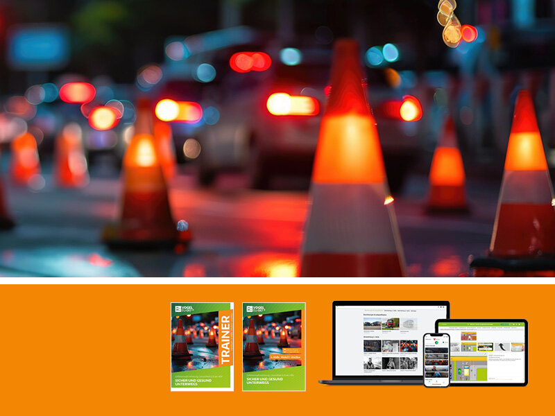 Sicher und gesund unterwegs 4. Welle Modul 3 Titelabbildungen Abbildungen des Titelbildes "Sicher und gesund unterwegs" und darunter Bücher und App des Moduls