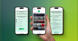 Drei Smartphones zeigen verschiedene Inhalte aus der Vogel BKF App
