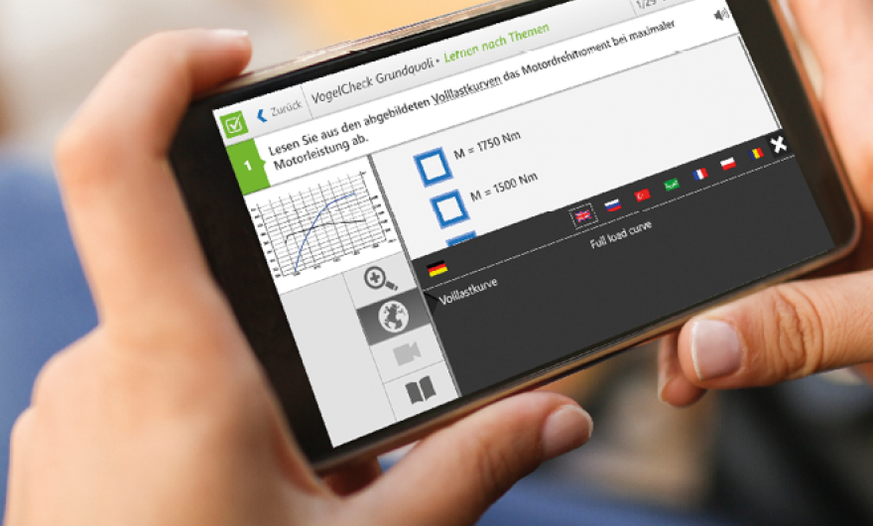 Vogel Check Grundqualifikation In der Hand gehaltenes Smartphone mit VogelCheck Grundqualifikation