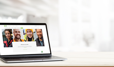 Laptop mit der EU-BKF Webseite auf einem  Schreibtisch