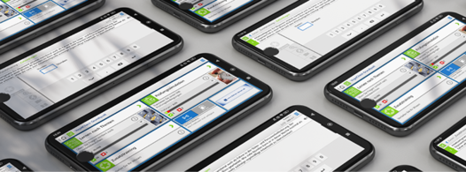 Mehrere Smartphones liegend mit verschiedenen VogelCheck Abbildungen