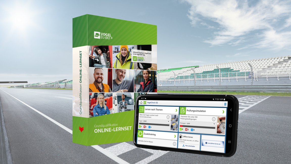 Online Lernset für die Beschleunigte Grundqualifikation Abbildung des Online Lernsets für die Beschleunigte Grundqualifikation bestehend aus Buch und App