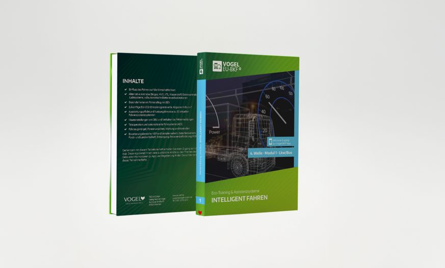 Abbildung des Teilnehmerhefts "Intelligent Fahren" der 4. Welle der Berufskraftfahrer Weiterbildung