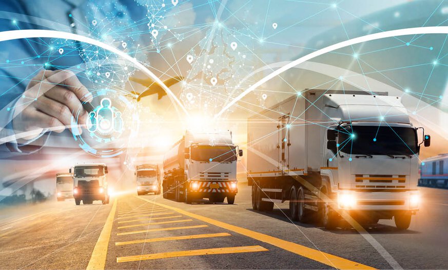 Weiße Lkws auf Straße