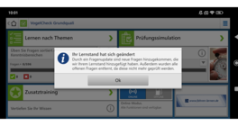 VogelCheck Grundqualifikation Lernstandsänderung Änderung des Lernstands in der Berufskraftfahrer App VogelCheck Grundqualifikation