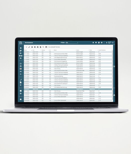 BKF Manager Modul für Ihre Verwaltung BKF Manager Modul im Laptop für Fahrschul Verwaltung