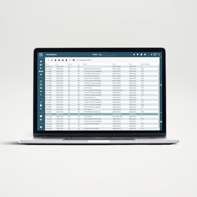 BKF Manager Modul im Laptop für Fahrschul Verwaltung