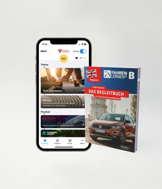 Lernset Fahren Lernen Max Online Englisch Klasse B Führerschein Lernset bestehend aus der Fahren Lernen Max App und dem Begleitbuch auf Englisch