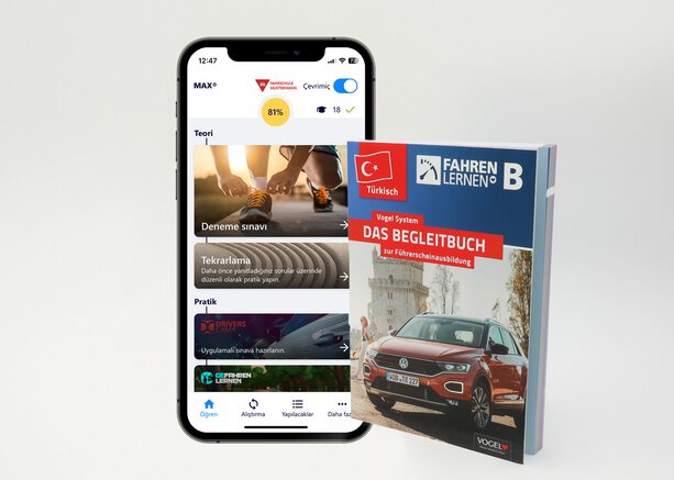 Lernset Fahren Lernen Max Online Türkisch Klasse B Führerschein Lernset bestehend aus der Fahren Lernen Max App und dem Begleitbuch auf Türkisch